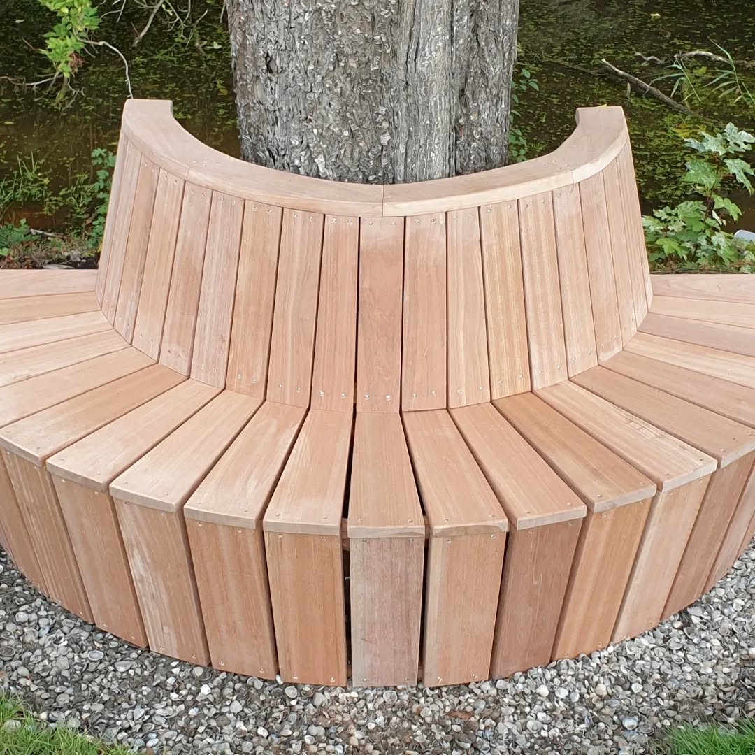 Op maat gemaakte hardhouten ronde boom bank